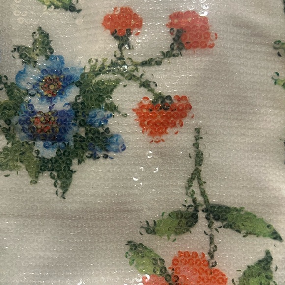 💕 NWT Sequins White Floral Spice Off Shoulder Dress by Black Halo - Picture 6 of 7